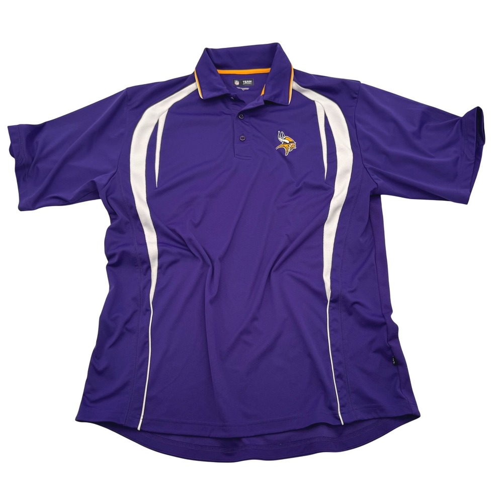 NFL Team Apparel Minnesota Vikings Mens XL Purple White Performance Polo Shirt
